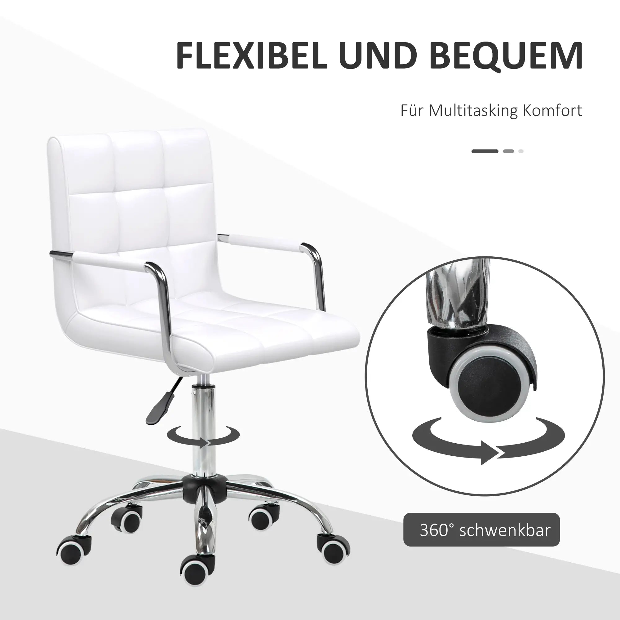 HOMCOM Bürostuhl Drehstuhl höhenverstellbar Kunstleder Weiß