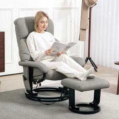 HOMCOM Relaxsessel Grau mit Massage, Liegefunktion & Fußhocker, Kunstleder