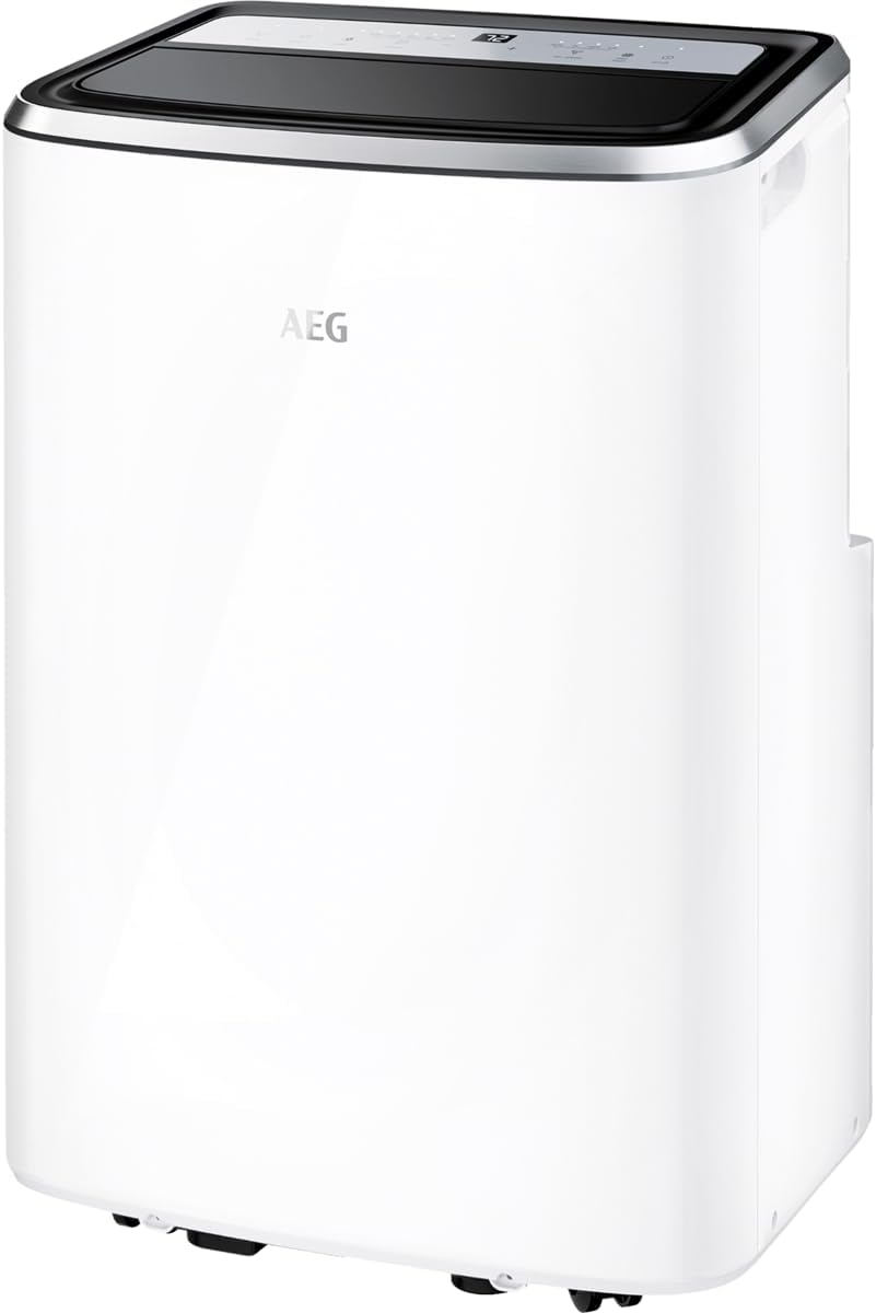 AEG Chillflex Pro AXP26U338CW mobile Klimaanlage / LED Display / Touch-Buttons / Fernbedienung / 30-40 m² / Kühlfunktion / Ventilator / Entfeuchtungsfunktion / Automatik / weiß/silber/schwarz