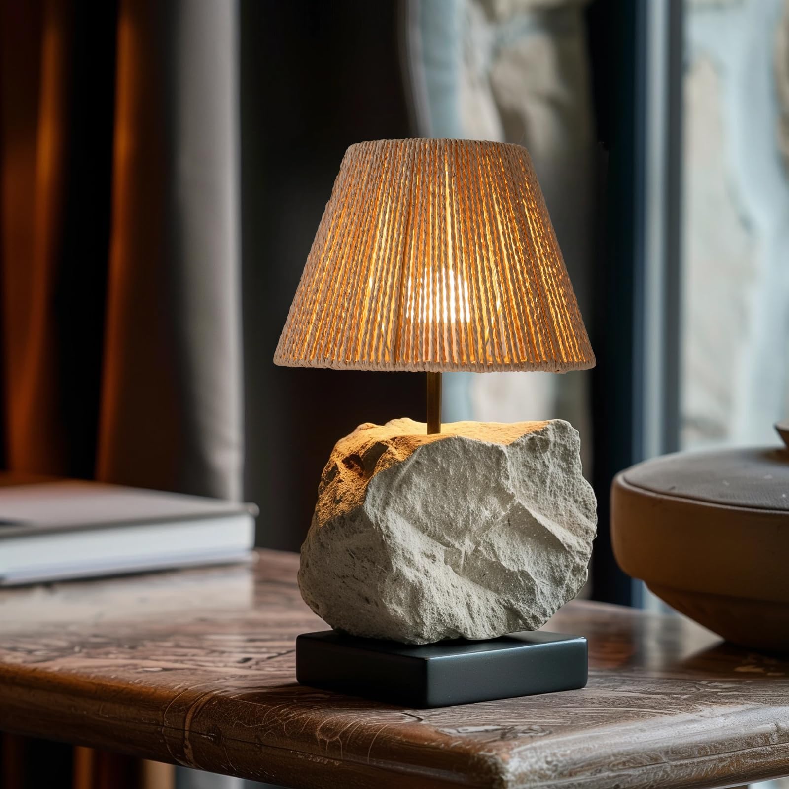 Rattan Table Lamp Shade for Table Lamps, Handwoven Natural Fiber Lampshade