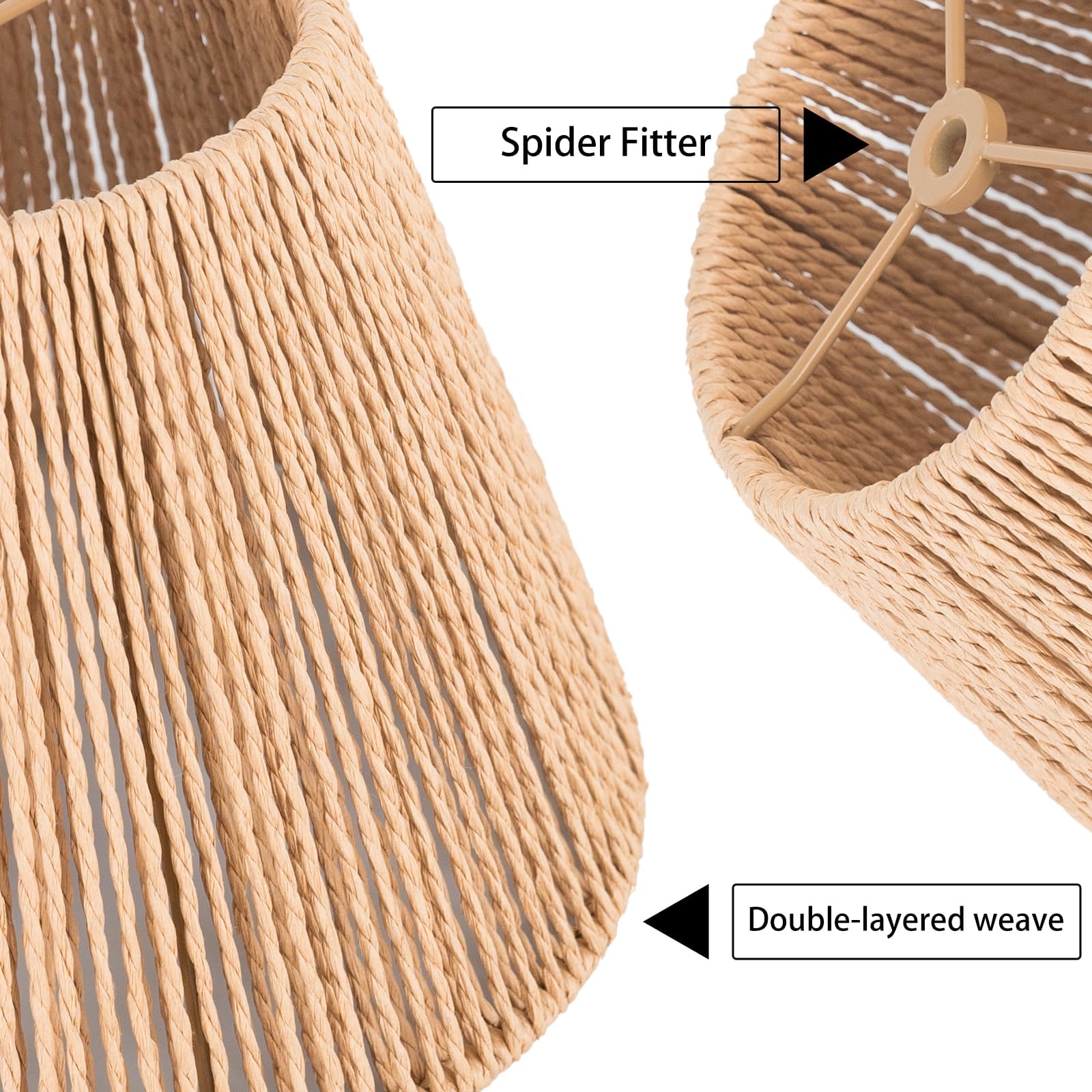Rattan Table Lamp Shade for Table Lamps, Handwoven Natural Fiber Lampshade